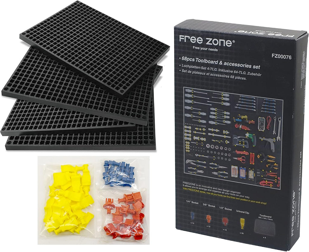 Free Zone 68-Piece Large Pegboard Socket Tools Organizer Set