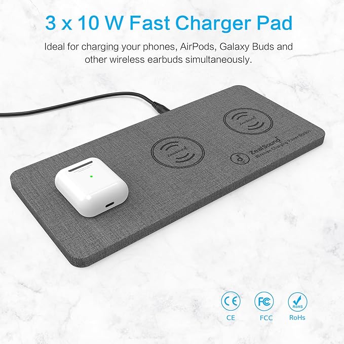 ZealSound Triple Wireless Charger, Charging Pad, Ultra Slim Fast 3x10W Charger