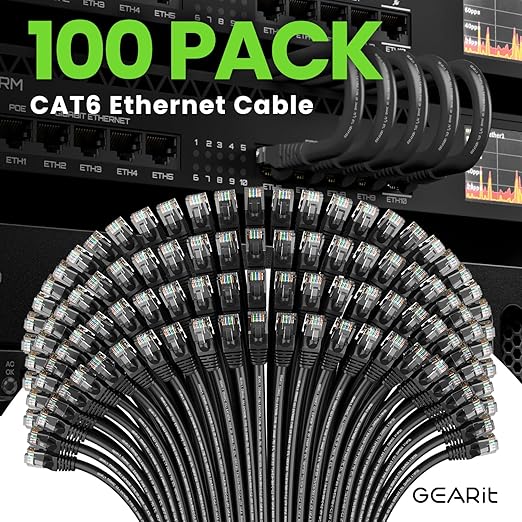 GEARit Cat 6 Ethernet Cable Pack (100-Pack)