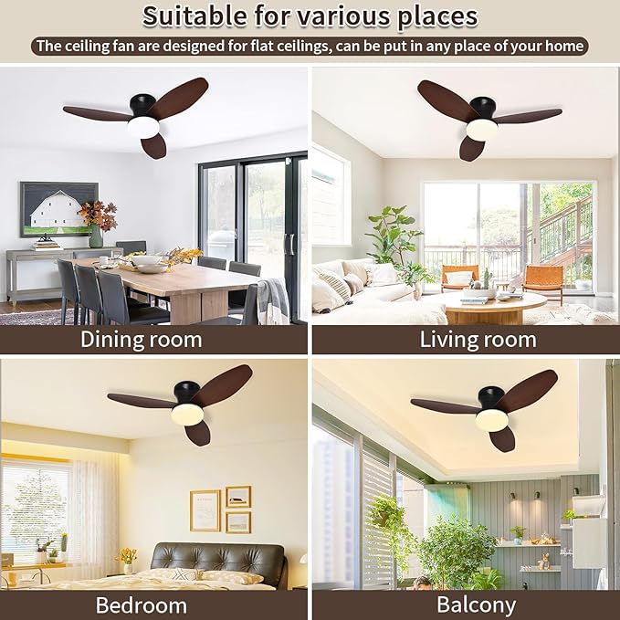 Glowall Small Ceiling Fan with Lights and Remote, Small Quiet, DC Motor