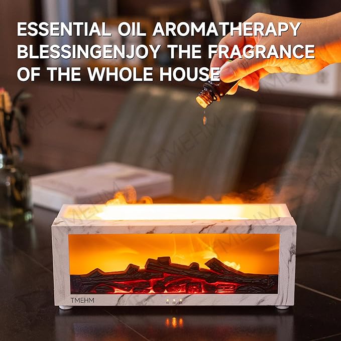 Fireplace Flame Air Diffuser Humidifier, 7 Colors Aromatherapy Essential Oil