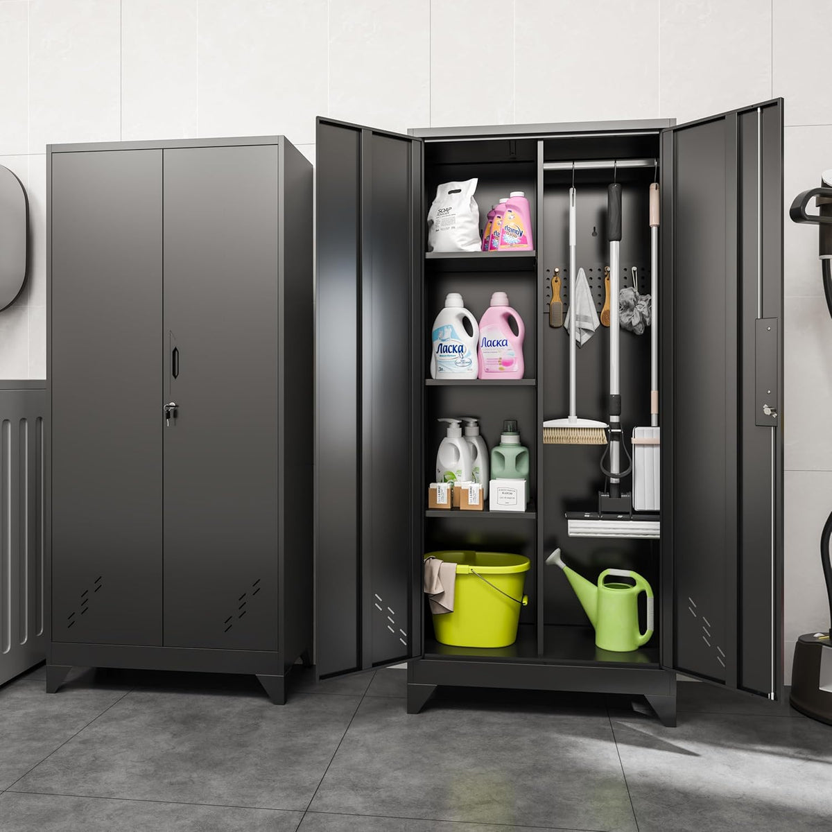 metal garage storage cabinets with lock, cabinet with shown in use