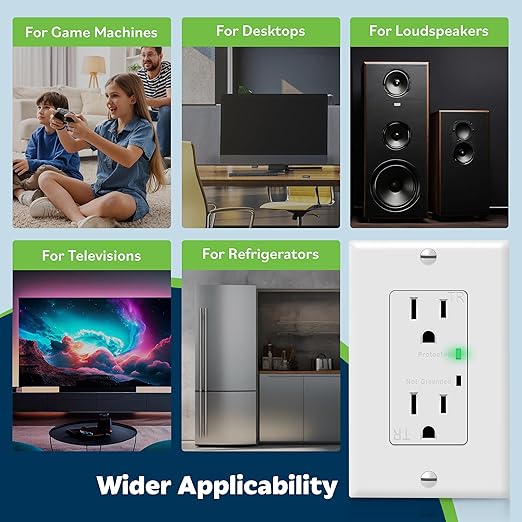 TOPGREENER Decorator Receptacle Outlet w/Surge Protector and Grounding Indicator (2-Pack)