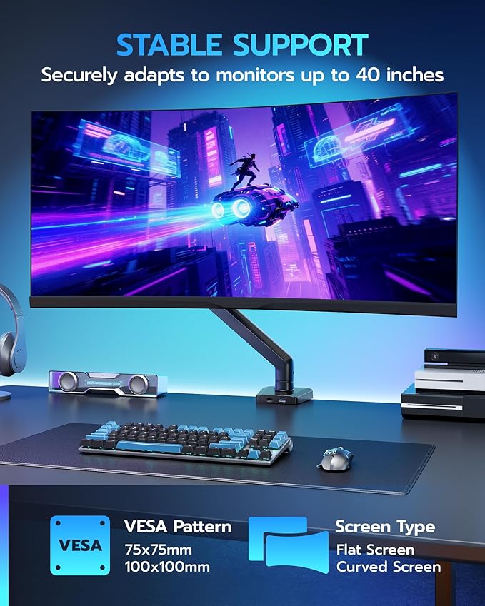 ARES WING Heavy Duty Single Monitor Arm