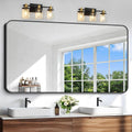 Black Bathroom Mirror, 66x36 inch Aluminum Metal Frame Rectangular Vanity Mirror