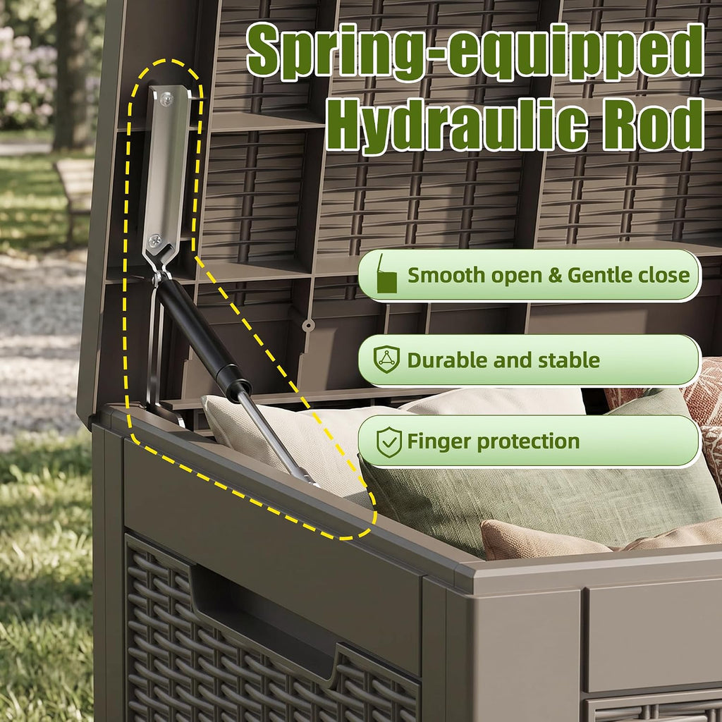 rojik 195 gal deck box waterproof, grey, close-up detail