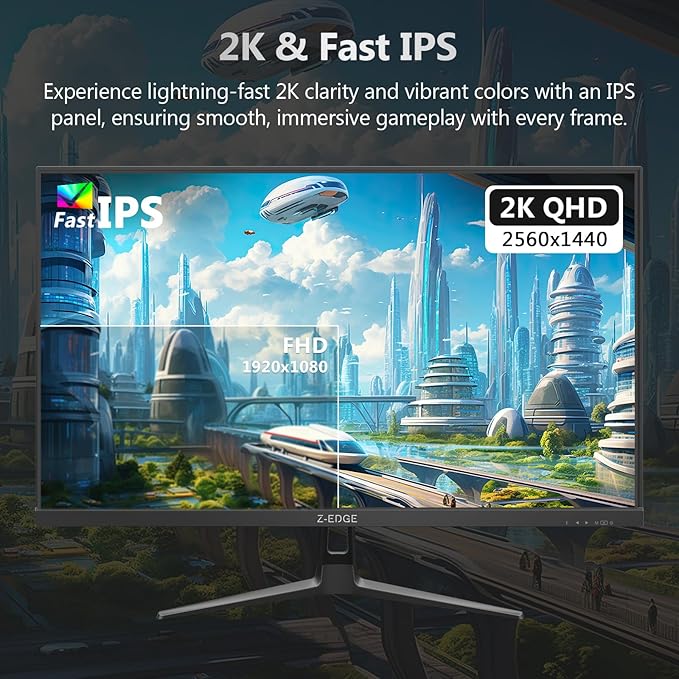 Z-Edge 27-inch Gaming Monitor QHD 2560 x 1440 2K, 180Hz Refresh Rate, 1ms MPRT