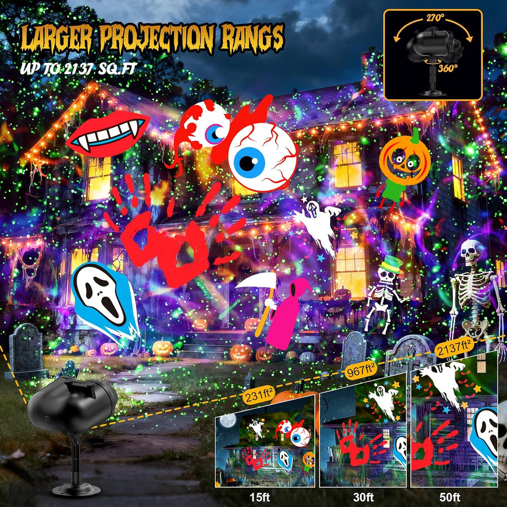 Halloween Christmas Projector Lights Outdoor with Ocean Wave & Firefly Li...