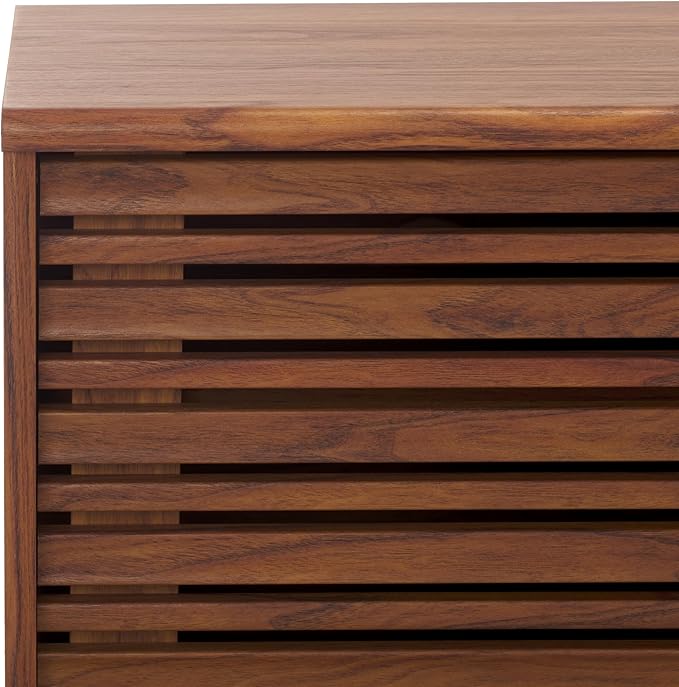 SAFAVIEH ESMA TV Stand for up to 65" Flatscreen – Walnut Brown, Sliding Doors