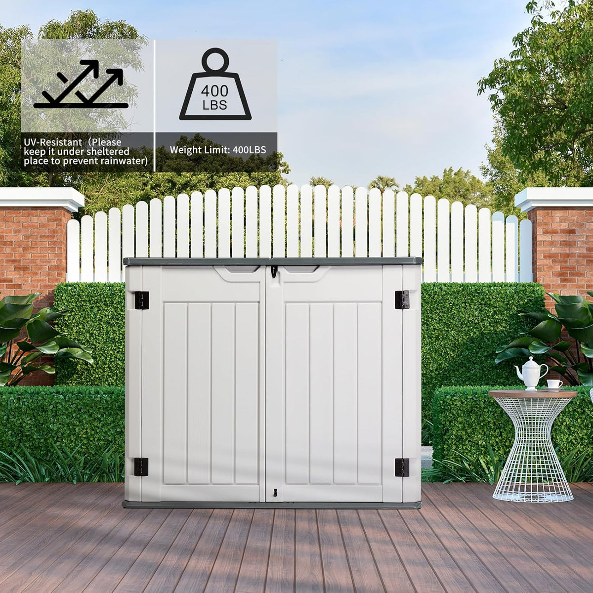 vingli upgraded 260 gallon plastic outdoor storage cabinet, package contents