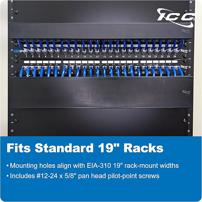 ICC 2U Finger Duct Cable Manager Panel (6-Pack)