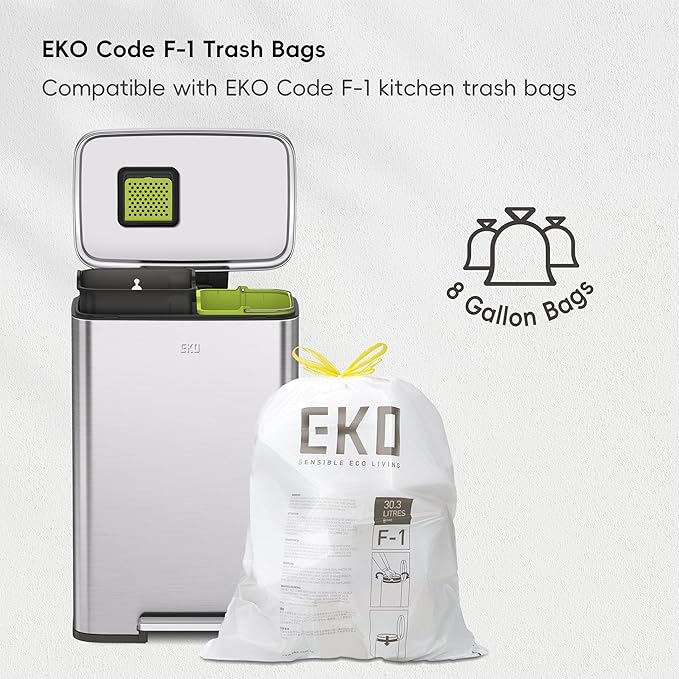 EKO Madison Brushed Stainless 25L+20L Dual Compartment Step Trash Can