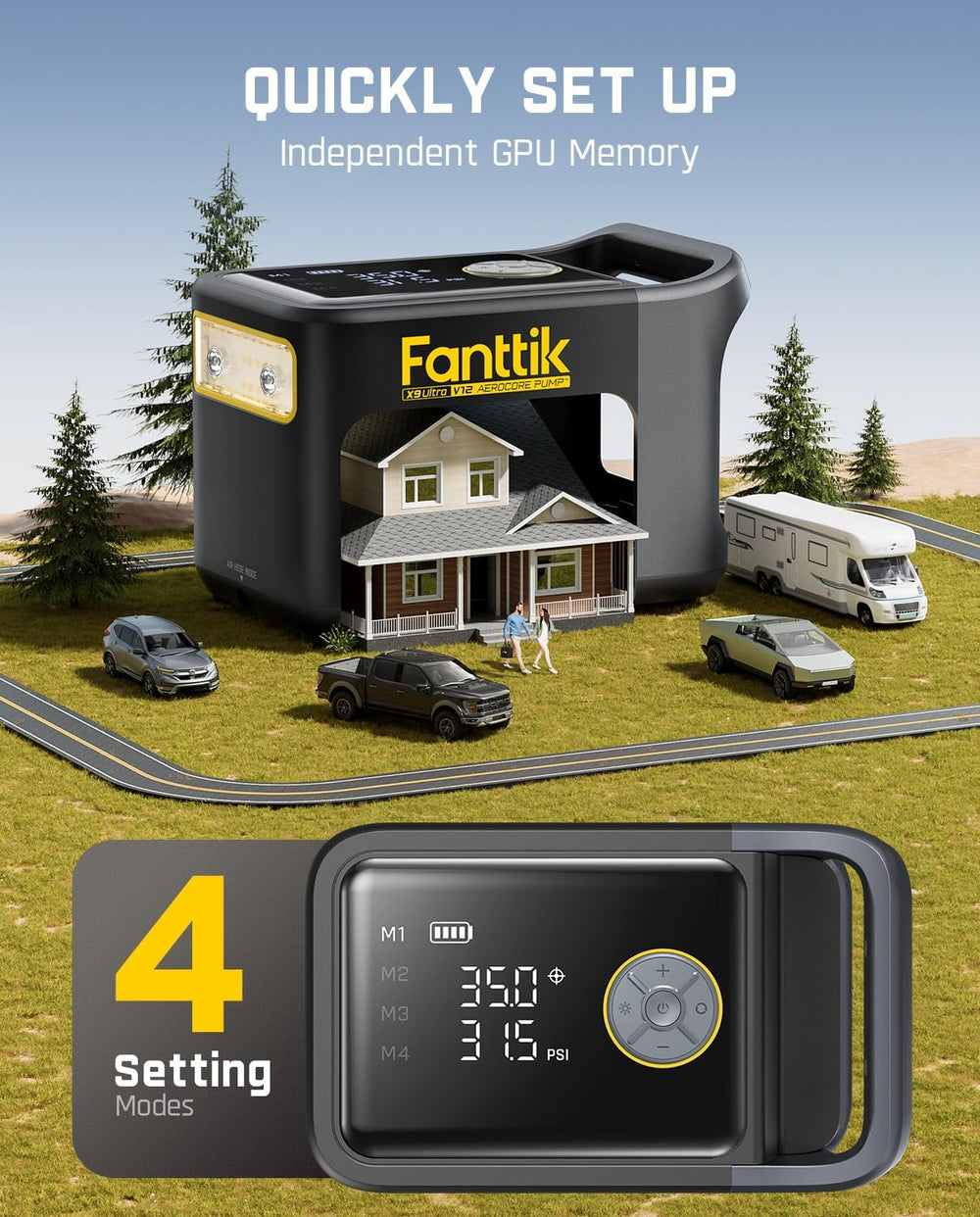 Fanttik X9 Ultra Portable Tire Inflator for Pickup Truck, RV