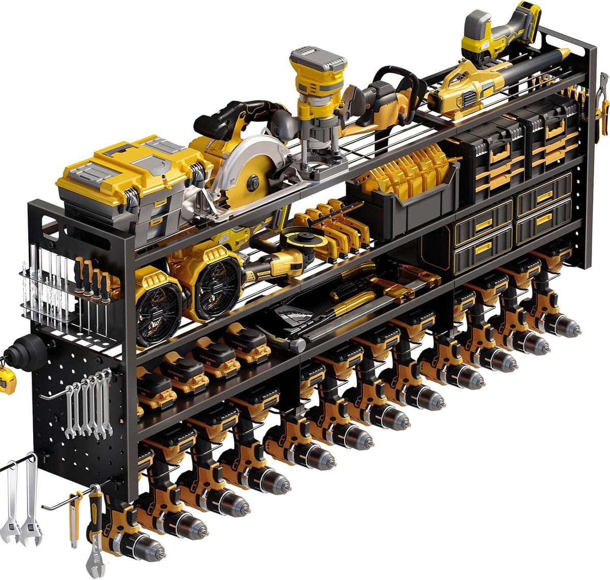 Large 49'' Wide Power Tool Organizer Wall Mount, 4-Tier