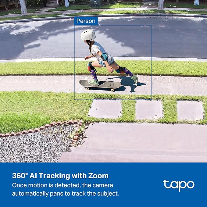 Tapo 4K Outdoor Camera Wireless, Battery Camera w/Solar Panel, 360° View