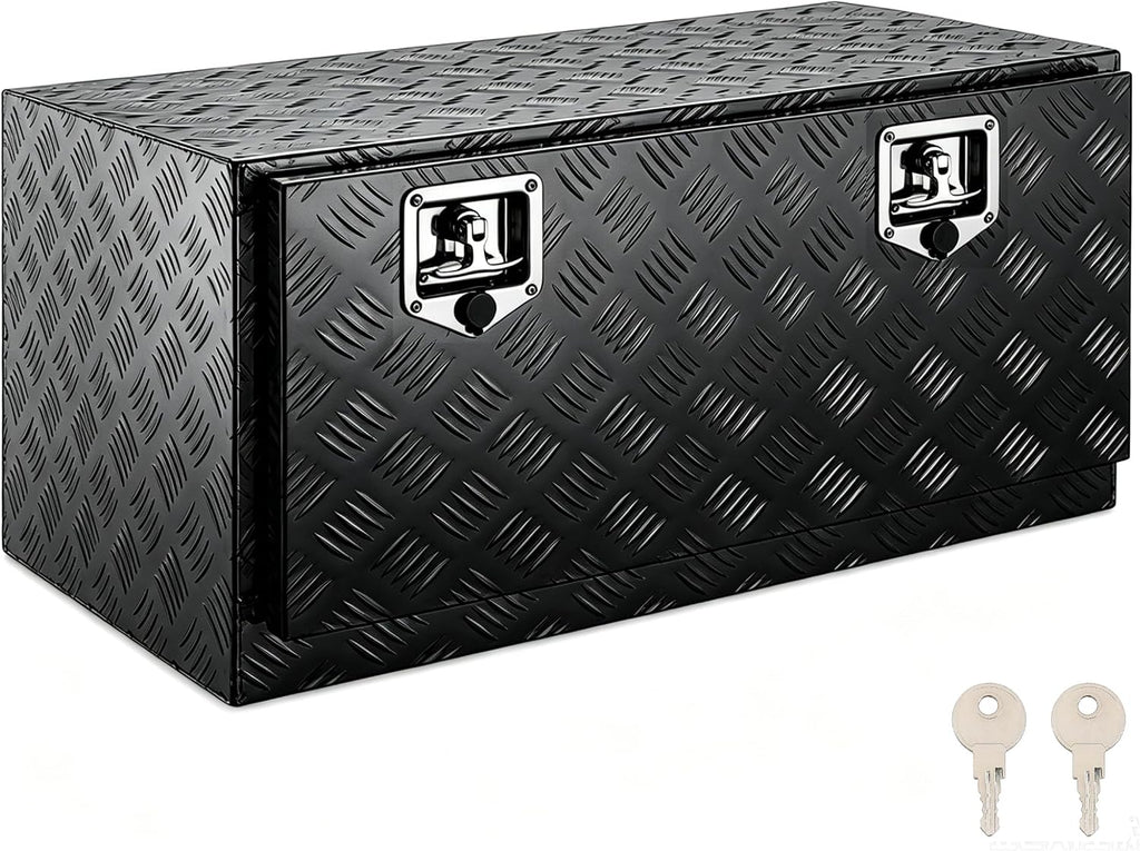 30 Inch Full Weld Aluminum Underbody Tool Box, Dual Anti-Pry Lock, Water Resistant, Anti-Deformation, Lockable Under Mount Large Storage Chest for Pickup Truck, Trailer, RV, ATV