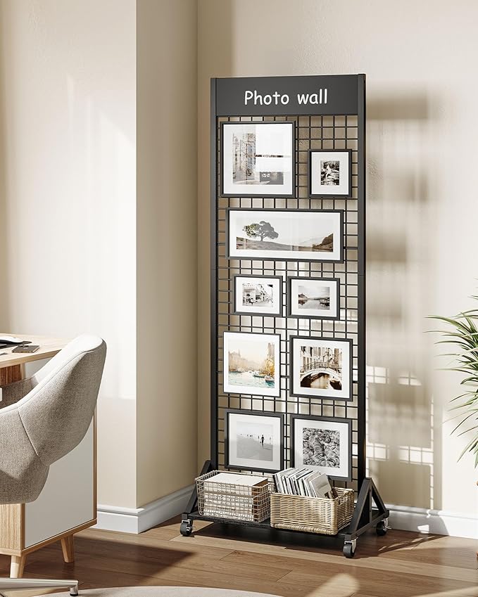 CHOEZON Grid Wall Panel, 2’ x 5.7’ Ft Floor Standing Gridwall Display Rack
