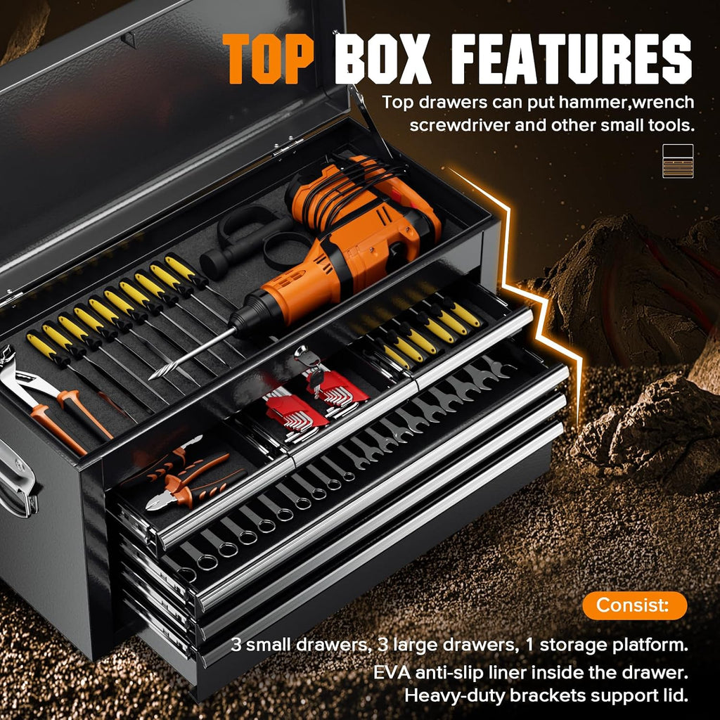 oakcloud heavy-duty 8-drawer rolling tool chest and cabinet, side view
