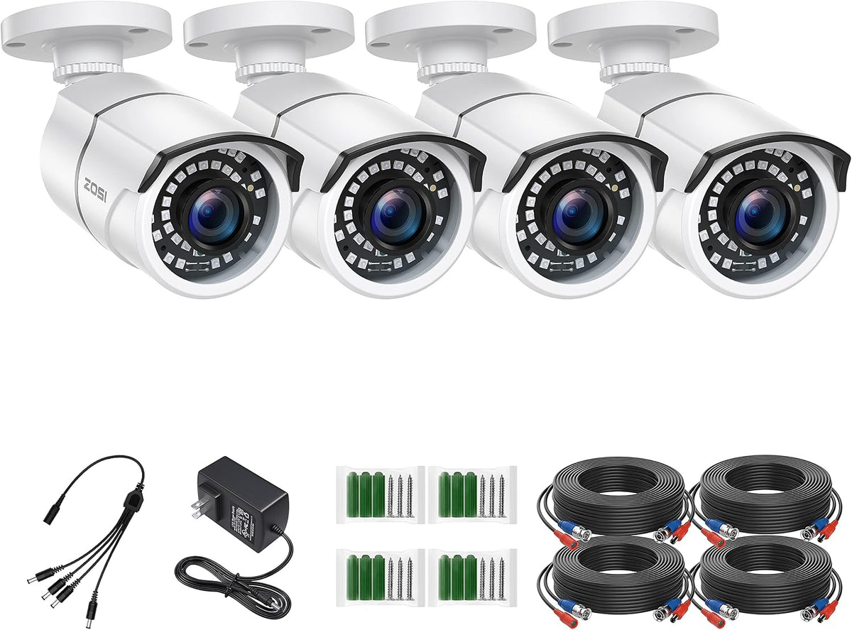 ZOSI 4 Pack 2MP 1080p HD-TVI Security Camera Outdoor Indoor, 1920TVI