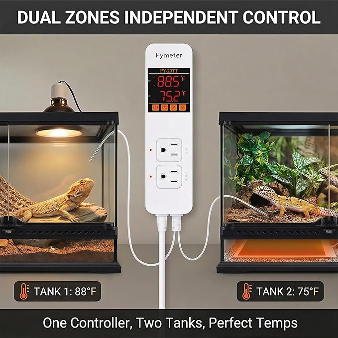 Pymeter 2 in 1 Digital Temperature Controller Dual Outlet Heat Mat Thermostat