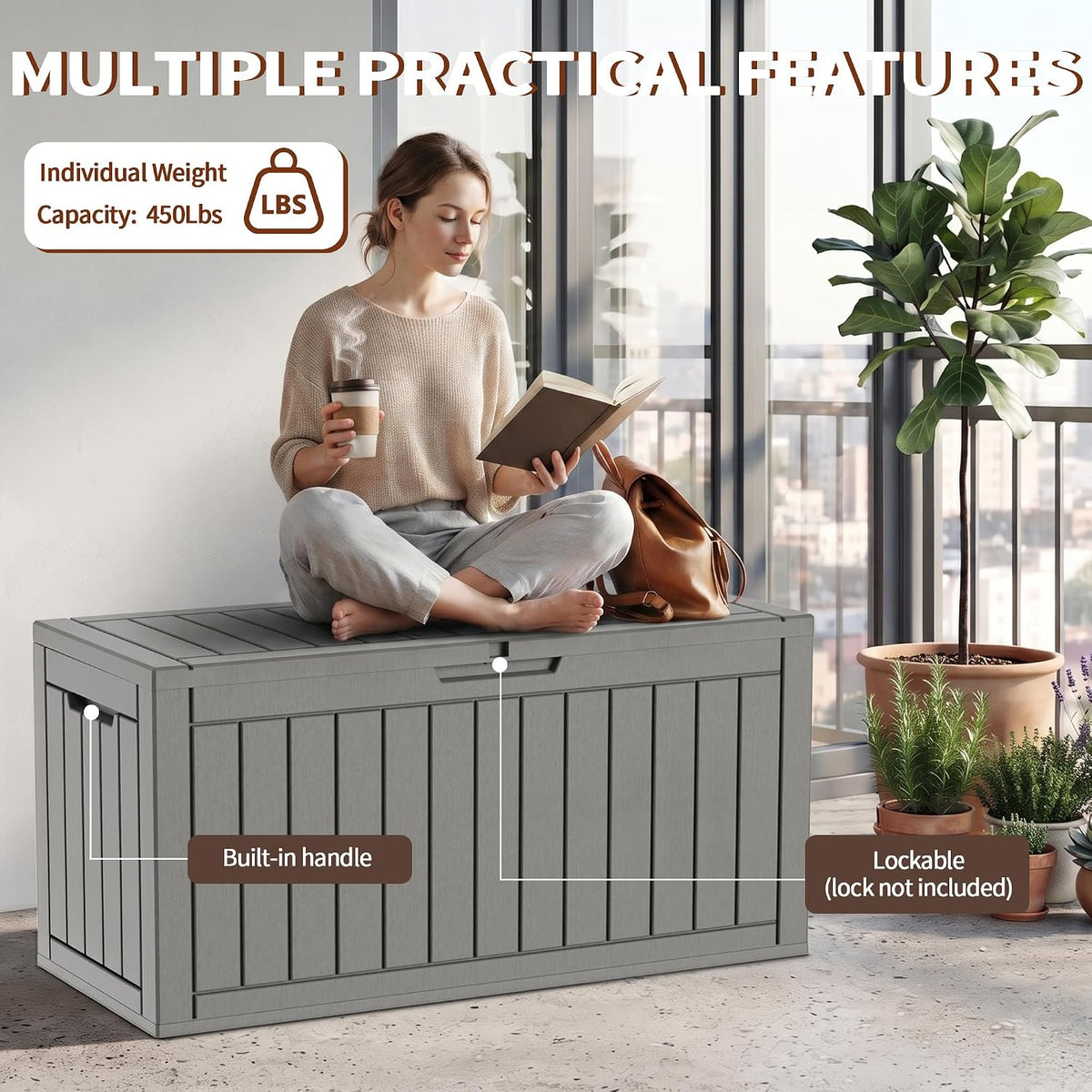 patiozen 150gal resin storage box, lockable waterproof deck, package contents