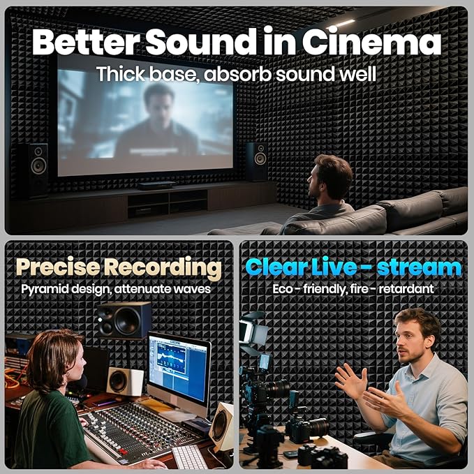 Focusound Grey Acoustic Panels 50 Pack 2"x12"x12"