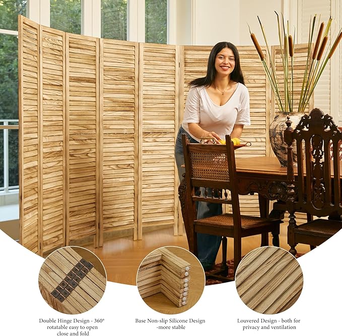 Room Dividers and Folding Privacy Screens, Wood Louvered Separators Divider Wall