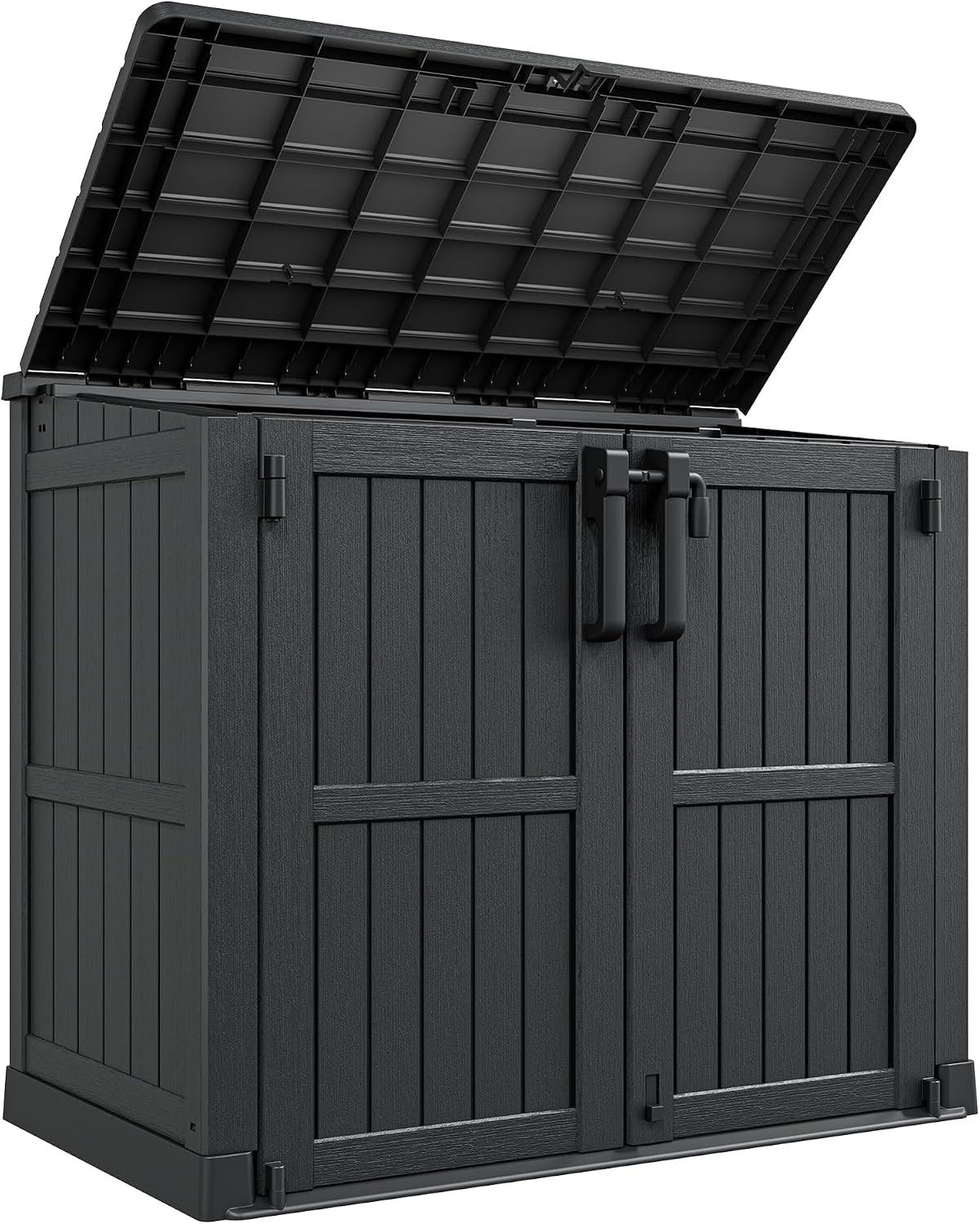 LHBcraft Outdoor Storage Cabinet 36 Cu Ft, Portable Horizontal Storage Shed with Lockable Doors, Easy to Assemble, Waterproof Outdoor Storage Box for Backyards