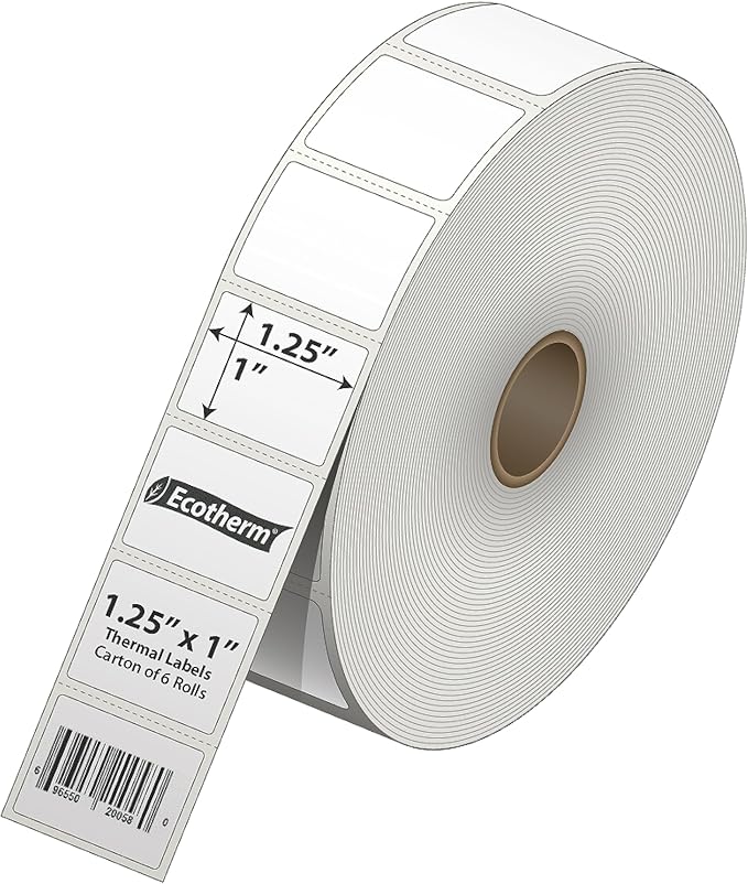 1.25" x 1" Thermal Labels | 6 Rolls | 14040 Labels | fits Zebra, Offnova