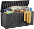 EFU Outdoor Storage Box 150 Gallon Deck Box, Waterproof Resin, Black