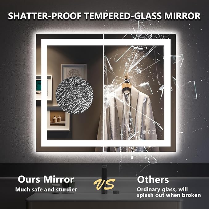 YEELAIT 28x36 Inch LED Bathroom Mirror