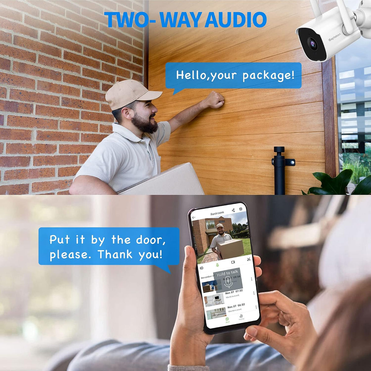 Septekon 2K Outdoor Security Cameras, 2.4G Wired WiFi, 4 Pack