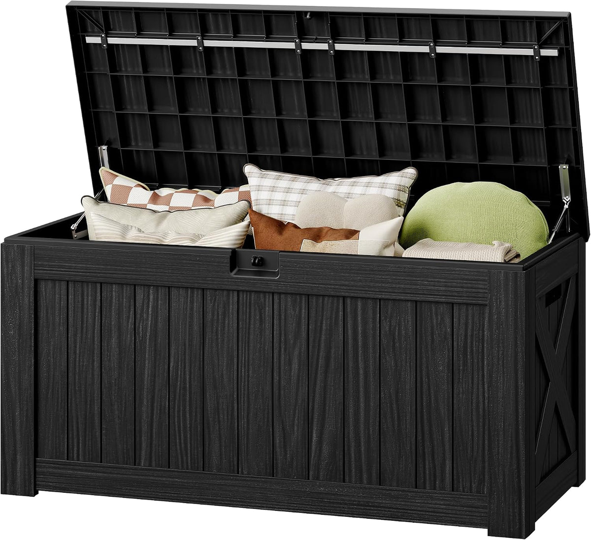 130 Gallon Deck Box Outdoor Indoor Waterproof Storage Box, Black