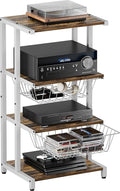 Ardier Media Stand with Two Detachable Baskets, 4-Tier AV Media Stand Corner