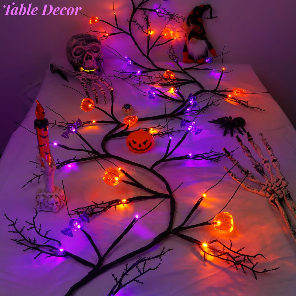 9FT 72 LED Halloween Garland with Lights Lighted Black Willow Vine Decoration...