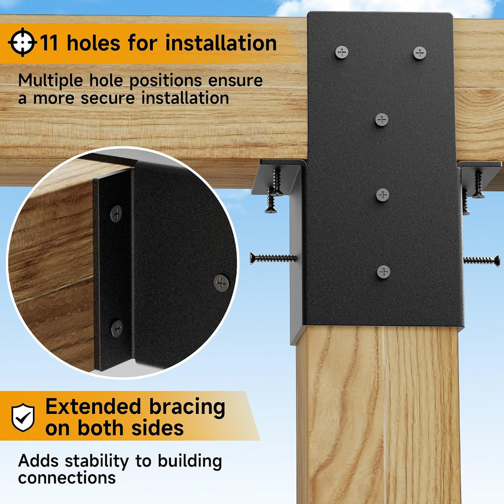 4x4 pergola brackets for wood post, heavy duty, package contents