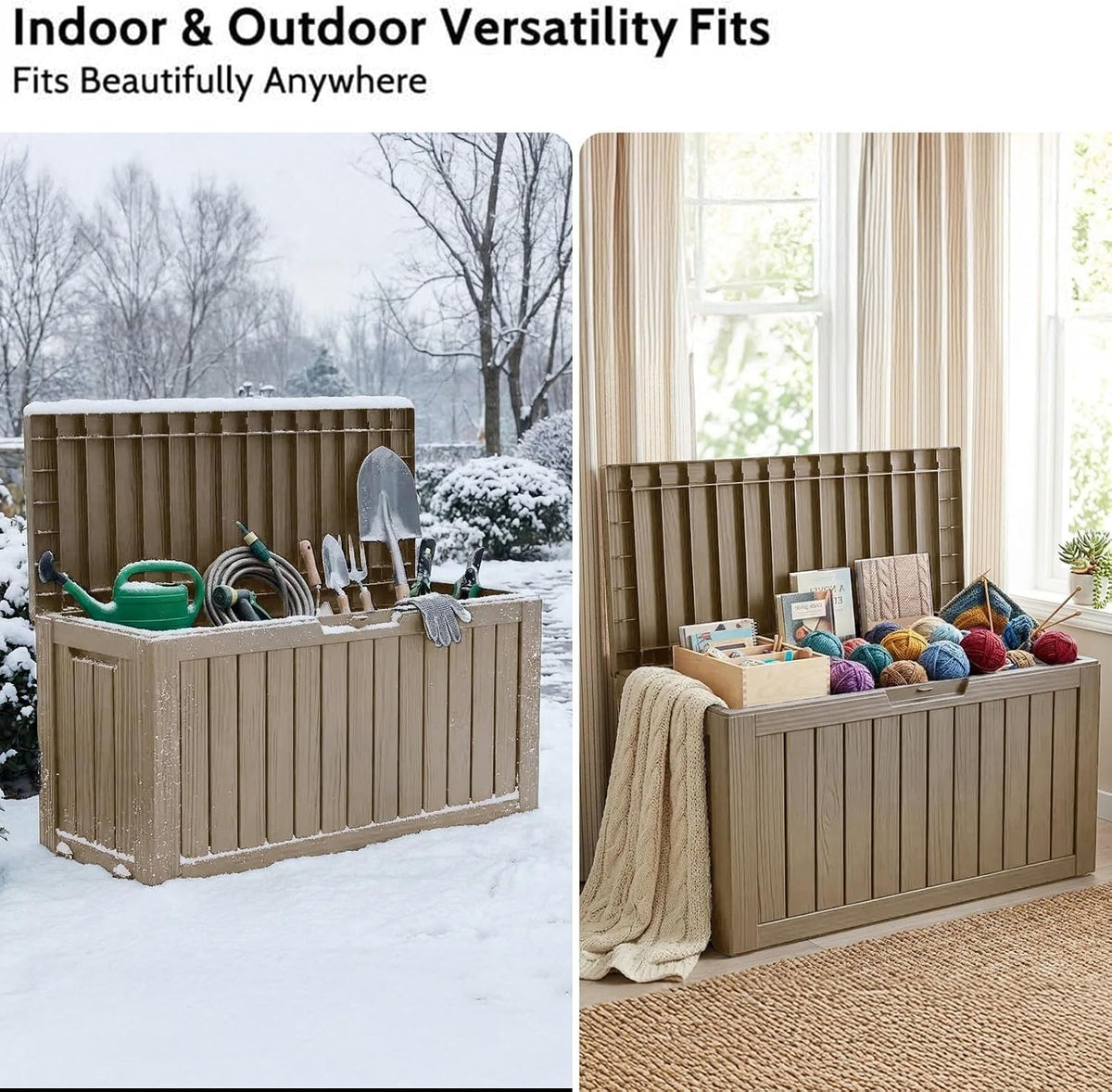 130 gallon resin deck box, outdoor storage box, package contents