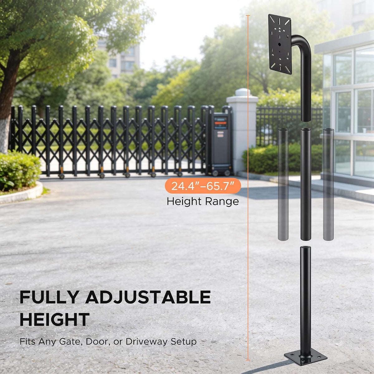 co-z keypad mounting post, 24.4 to 66 in showing dimensions