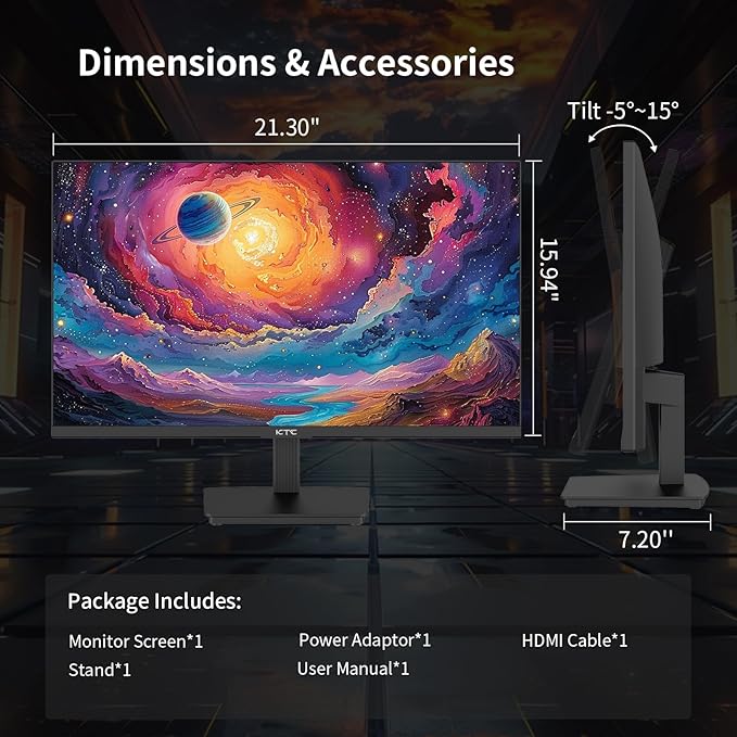 KTC 24 Inch QHD 100Hz Computer Monitor IPS 2K, 1300:1 Contrast, Anti-Blue Light