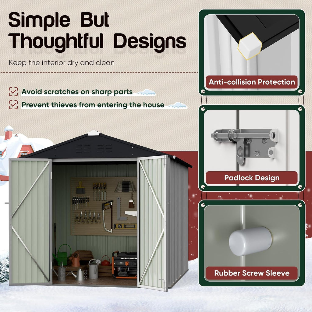 gunji 6 x 4 ft shed outdoor storage, side view