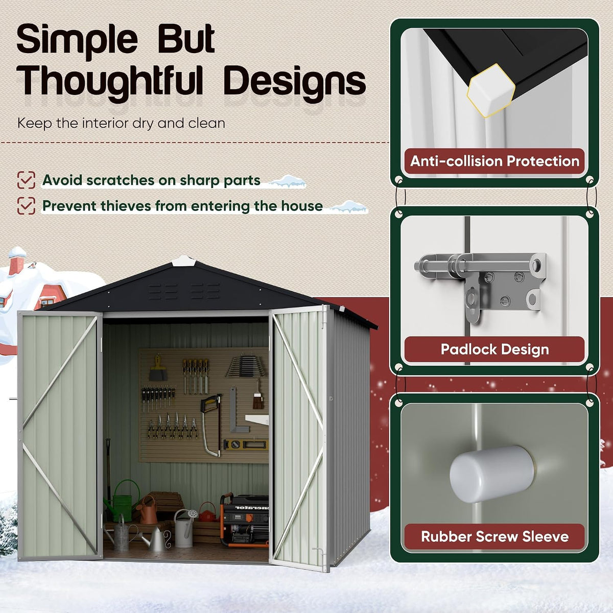 gunji 6 x 4 ft shed outdoor storage, side view