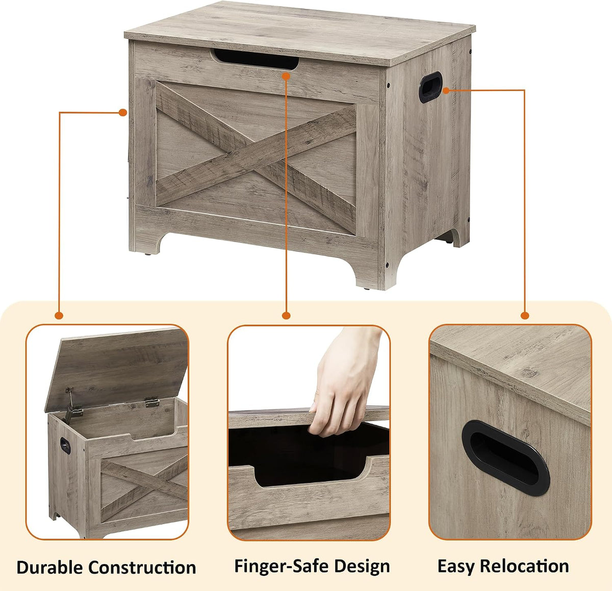 idealhouse 23.6" storage bench with 2 safety hinges, package contents