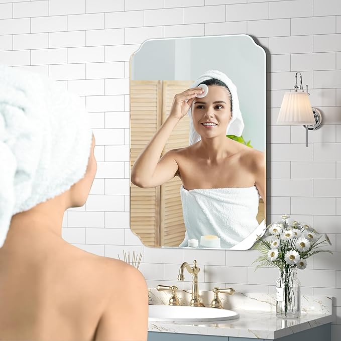 Bathroom Mirrors for Over Sink, Frameless Mirrors for Wall, 20x28 Inch Beveled
