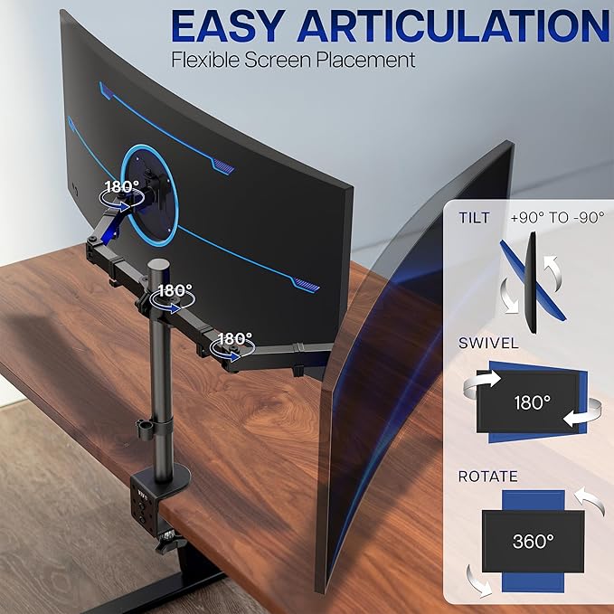 VIVO Dual Ultrawide Monitor Desk Mount, Heavy Duty Fully Adjustable Steel Stand