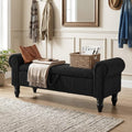55" Storage Ottoman Bench, Corduroy End of Bed Bench for Bedroom, Black