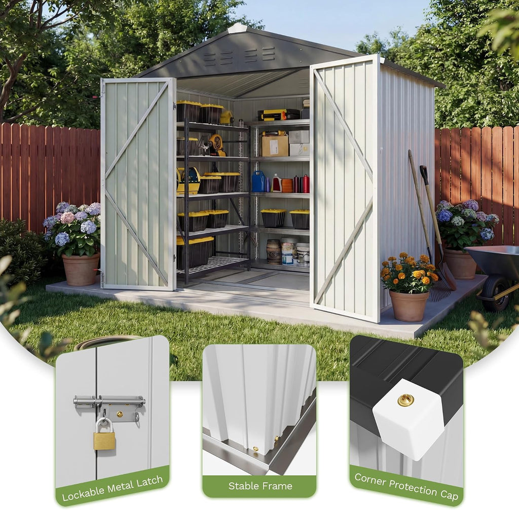 patiowell 6x4 ft outdoor storage shed with floor showing dimensions