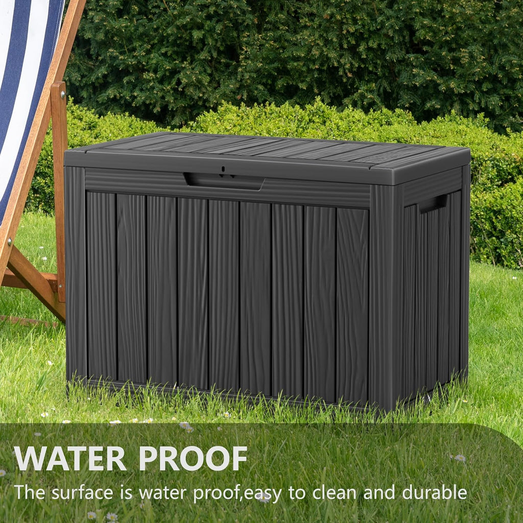 deck box large outdoor storage for patio furniture on a desk or shelf