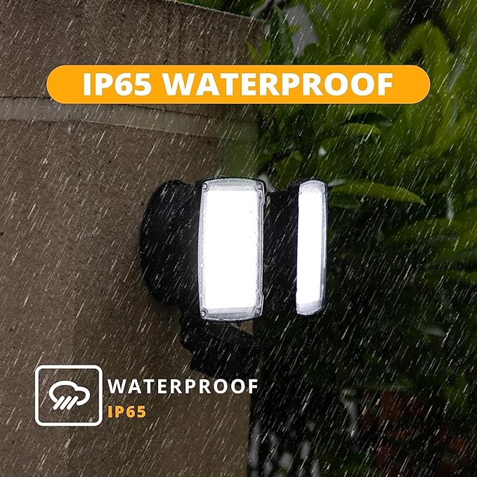 UME 2 Pack 19W LED Flood Light Motion Sensor Outdoor, 2 Adjustable Head