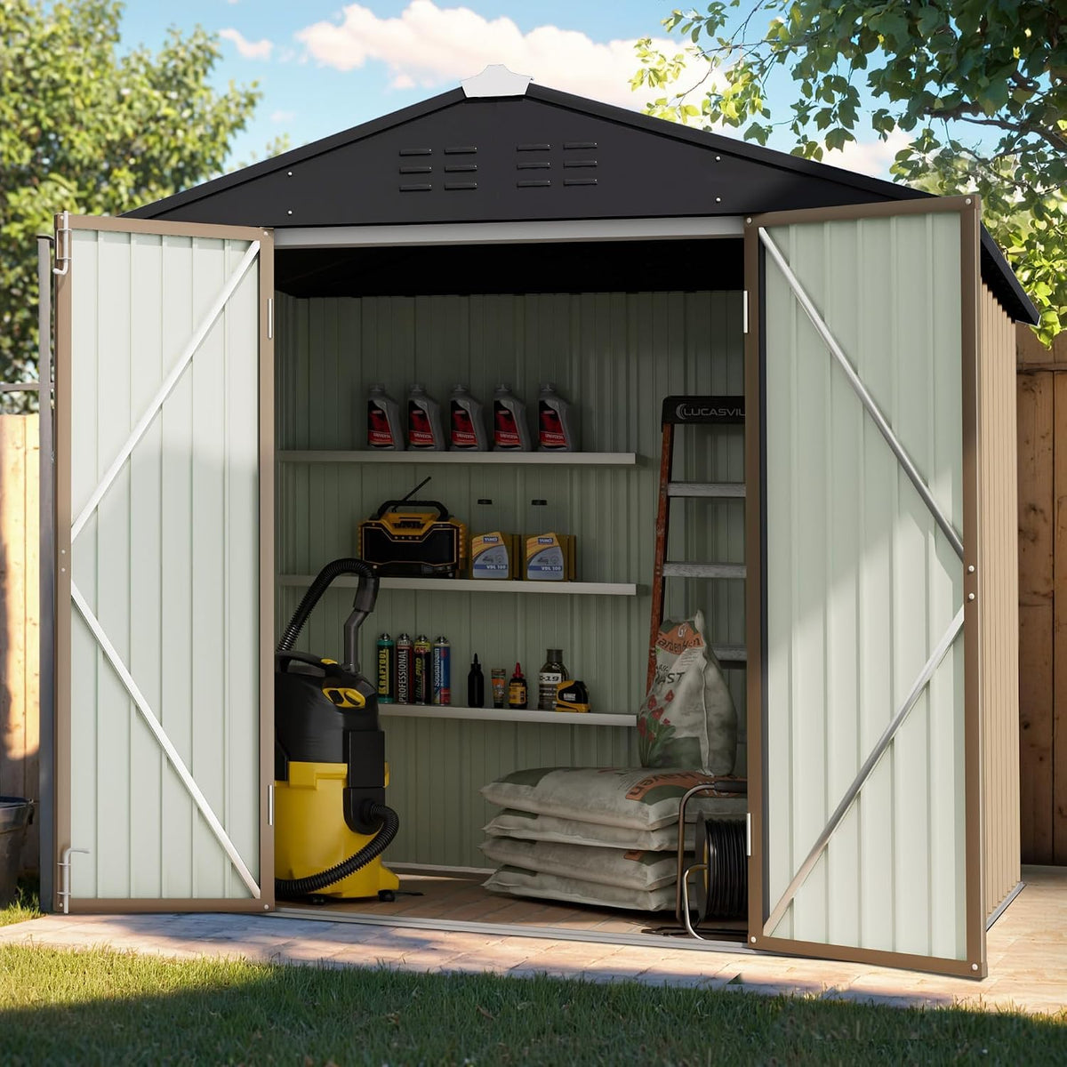 gunji 6 x 4 ft shed outdoor storage, close-up detail