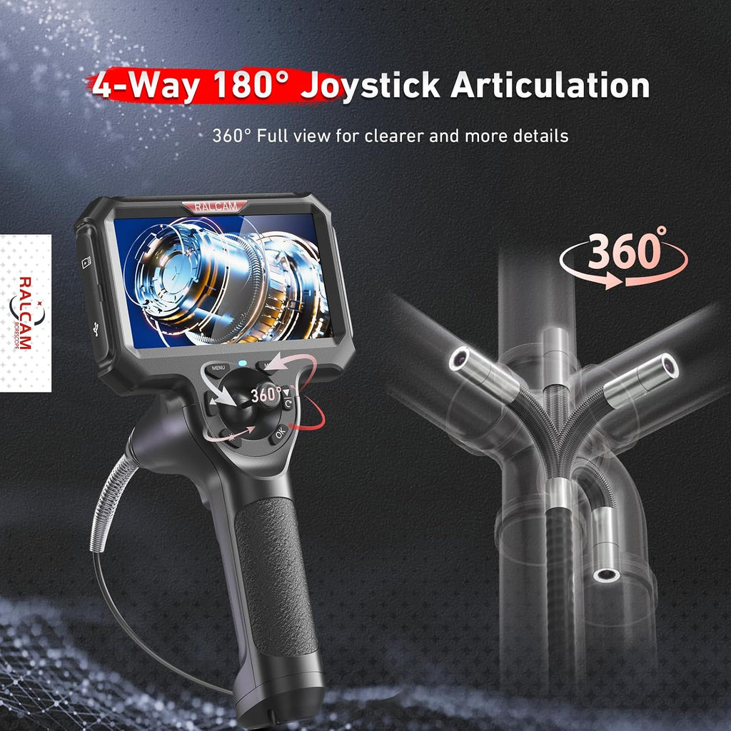 ralcam 4-way 360° articulating borescope for mechanic automotive shown in use